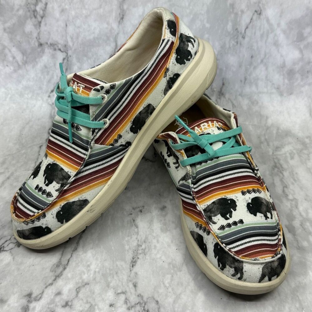 Ariat Hilo Women's 9.5B Buffalo Serape Print Casual Shoes Moc Toe 10040306